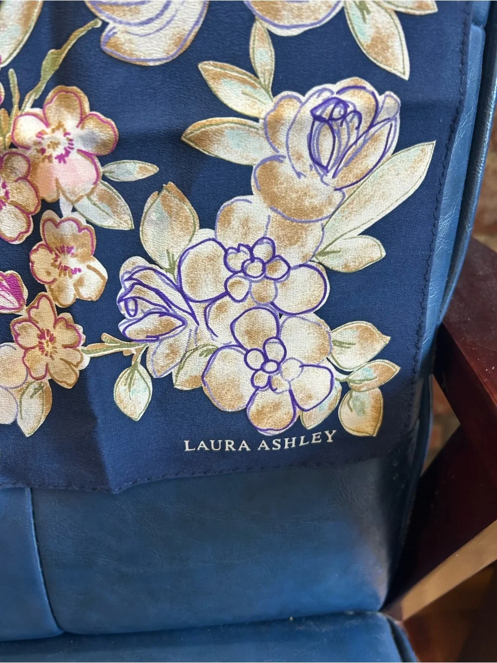 Pure Silk Laura Ashley Vintage scarf , Floral Silk Scarf